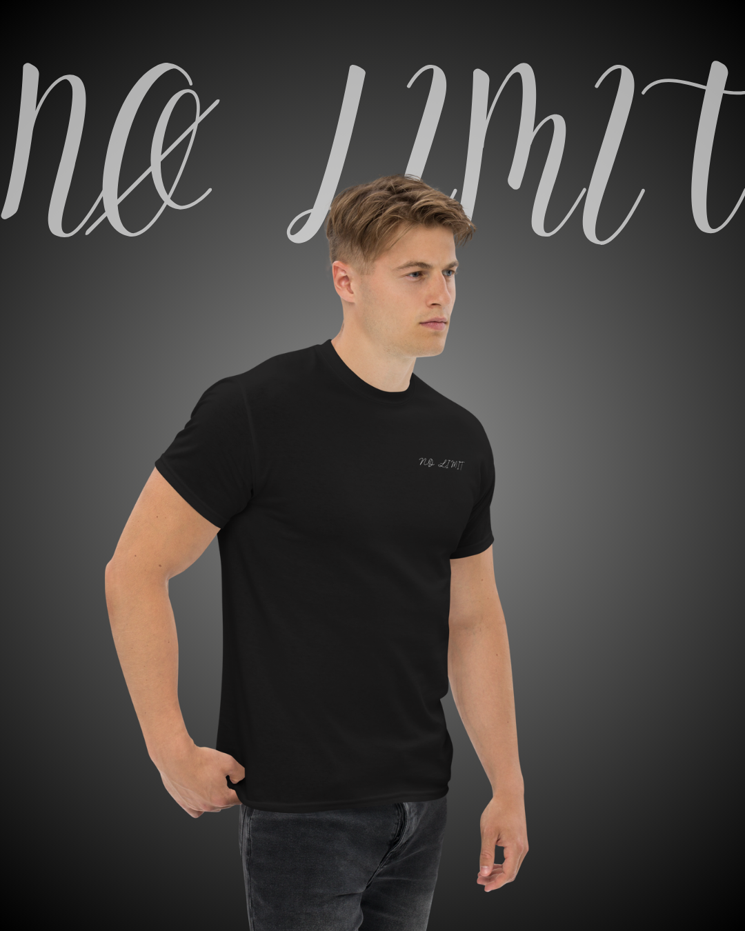 T-shirt noir NØ LIMIT porté pour l’entraînement